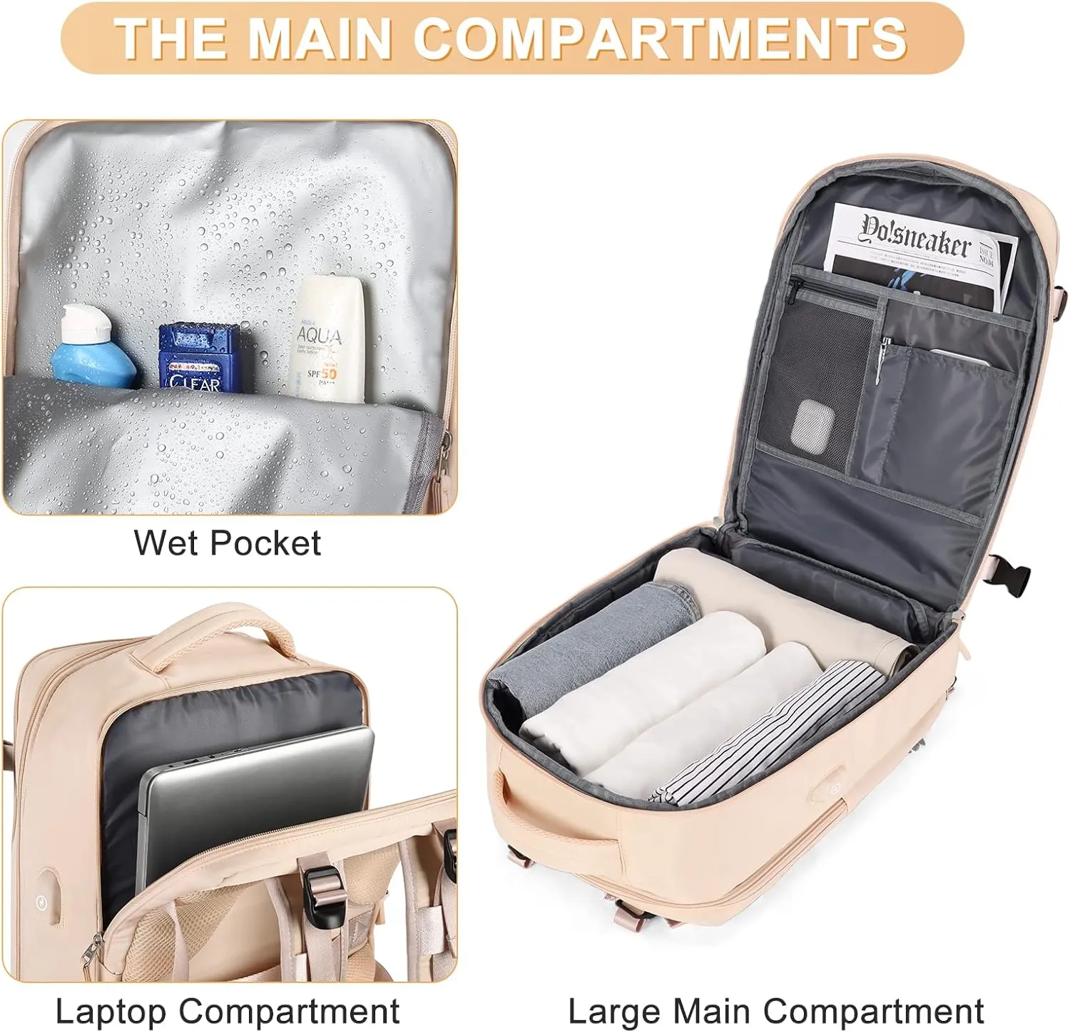 coofay Carry On Backpack Flight Approved Personal Item Travel Backpack For Women Airline Approved Waterproof Sports Luggage Backpack Casual Daypack Small Hiking Backpack