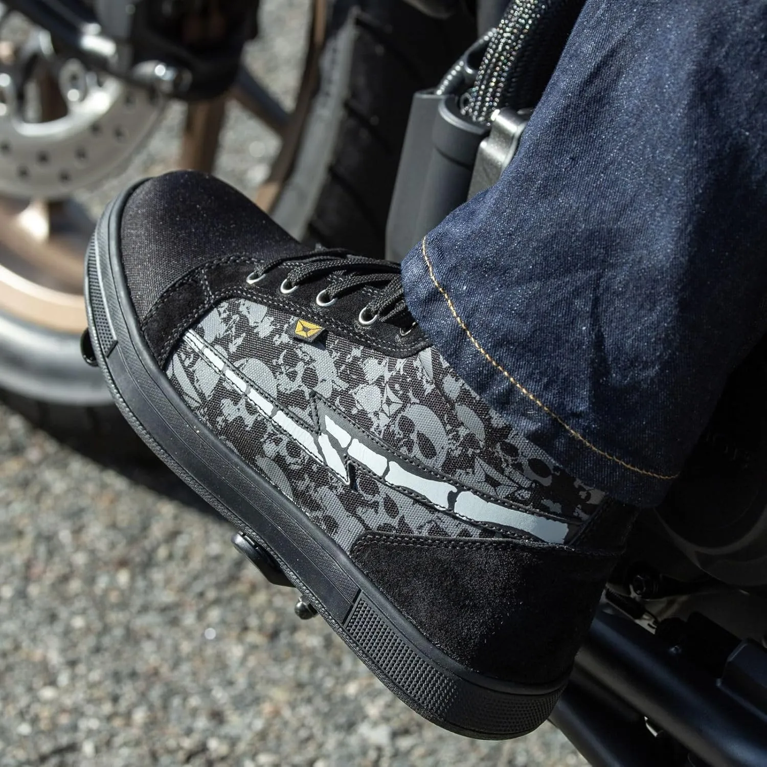 cortech Slayer Canvas Skulls Motorcycle Riding Shoes