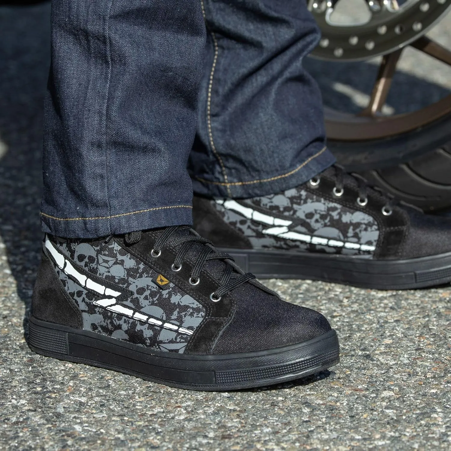 cortech Slayer Canvas Skulls Motorcycle Riding Shoes