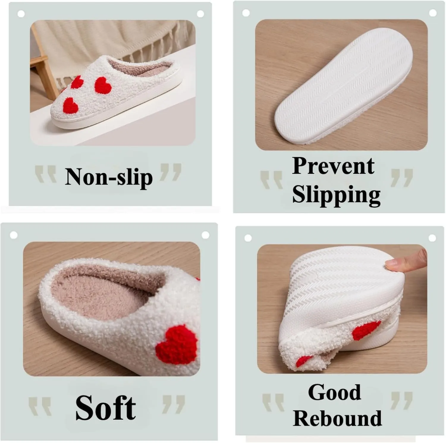Cotton Slippers Cute Pattern Winter White Indoor Home Fuzzy Thick Comfy Soft Warm Anti-slip Wear-resistant Couple Gift