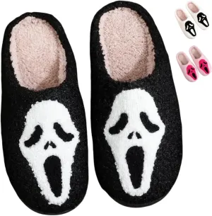 Cotton Slippers Halloween Ghost Face Horror Skull Indoor Novelty Warm Anti-Slip Soft Comfy Spooky Multicolor Gift