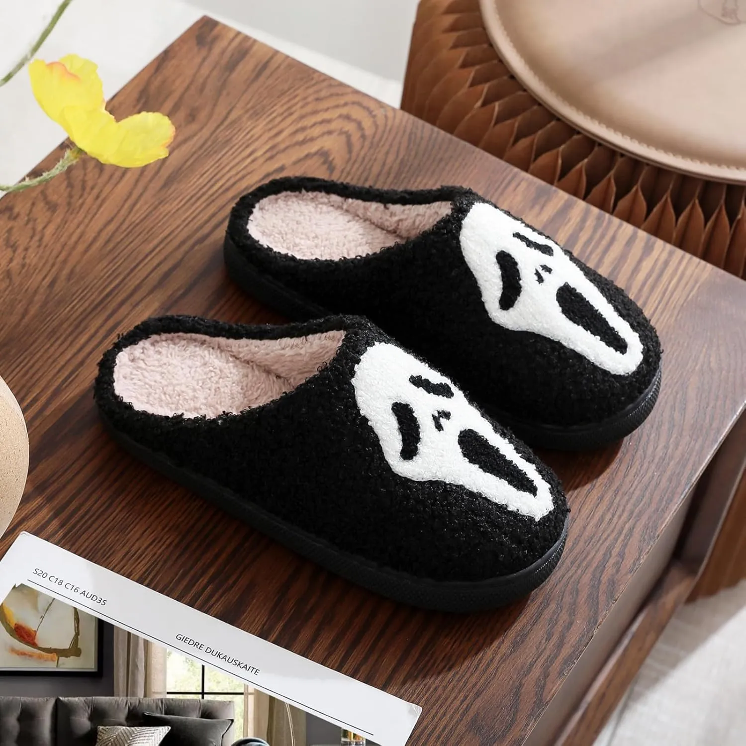 Cotton Slippers Halloween Ghost Face Horror Skull Indoor Novelty Warm Anti-Slip Soft Comfy Spooky Multicolor Gift