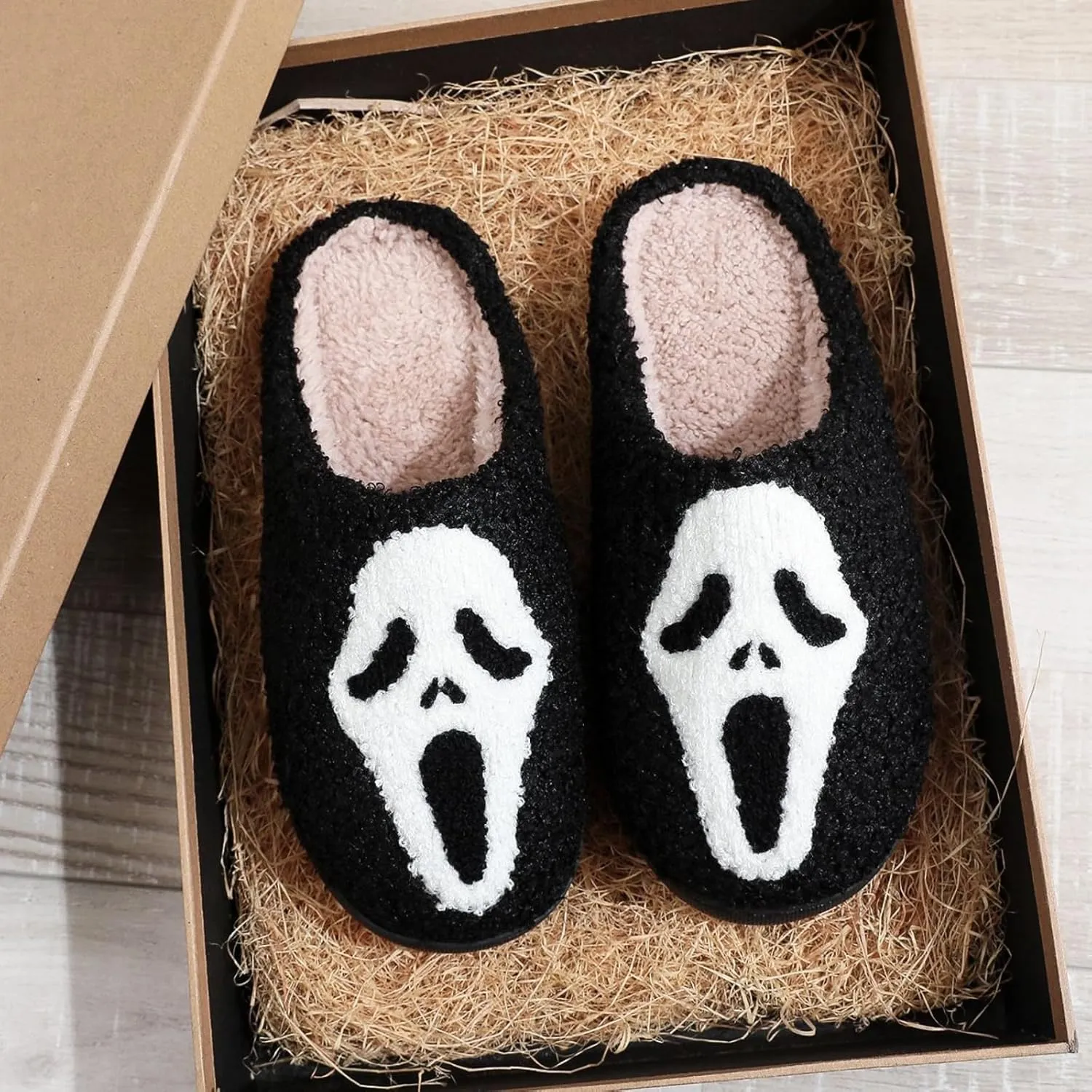 Cotton Slippers Halloween Ghost Face Horror Skull Indoor Novelty Warm Anti-Slip Soft Comfy Spooky Multicolor Gift