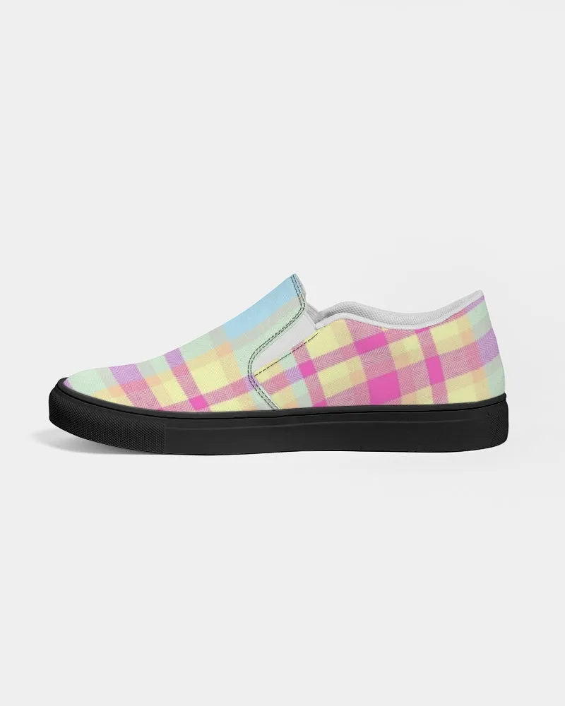 country plaids  Men's Slip-On Canvas Shoe - Black