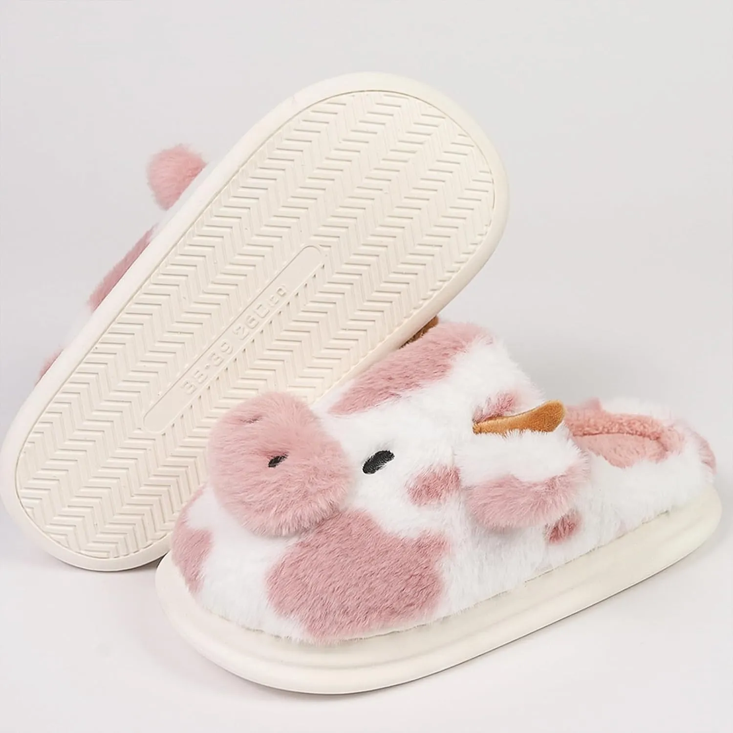 Cow Slippers for Women, Fluffy Animal Print Slipper for Adults, Winter Cartoon Fuzzy Cute Bedroom House Shoes with Memory Foam for Indoor Outdoor, Thick Cozy Kawaii Slides