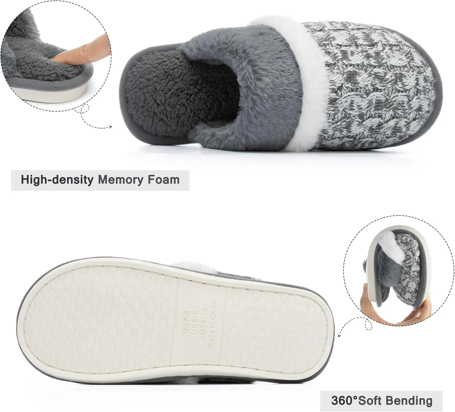 Cozy Slippers for Women Indoor and Outdoor Fuzzy House Shoes with Memory Foam Anti-Skid Sole Gifts for Women Mom Ladies