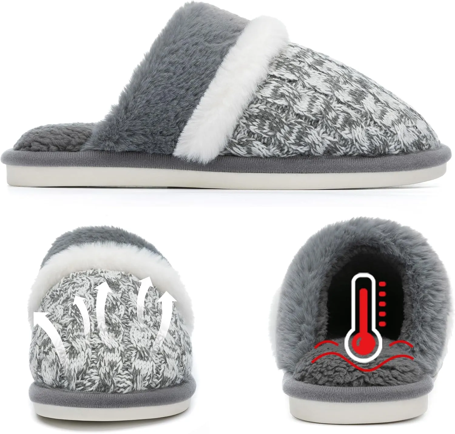 Cozy Slippers for Women Indoor and Outdoor Fuzzy House Shoes with Memory Foam Anti-Skid Sole Gifts for Women Mom Ladies