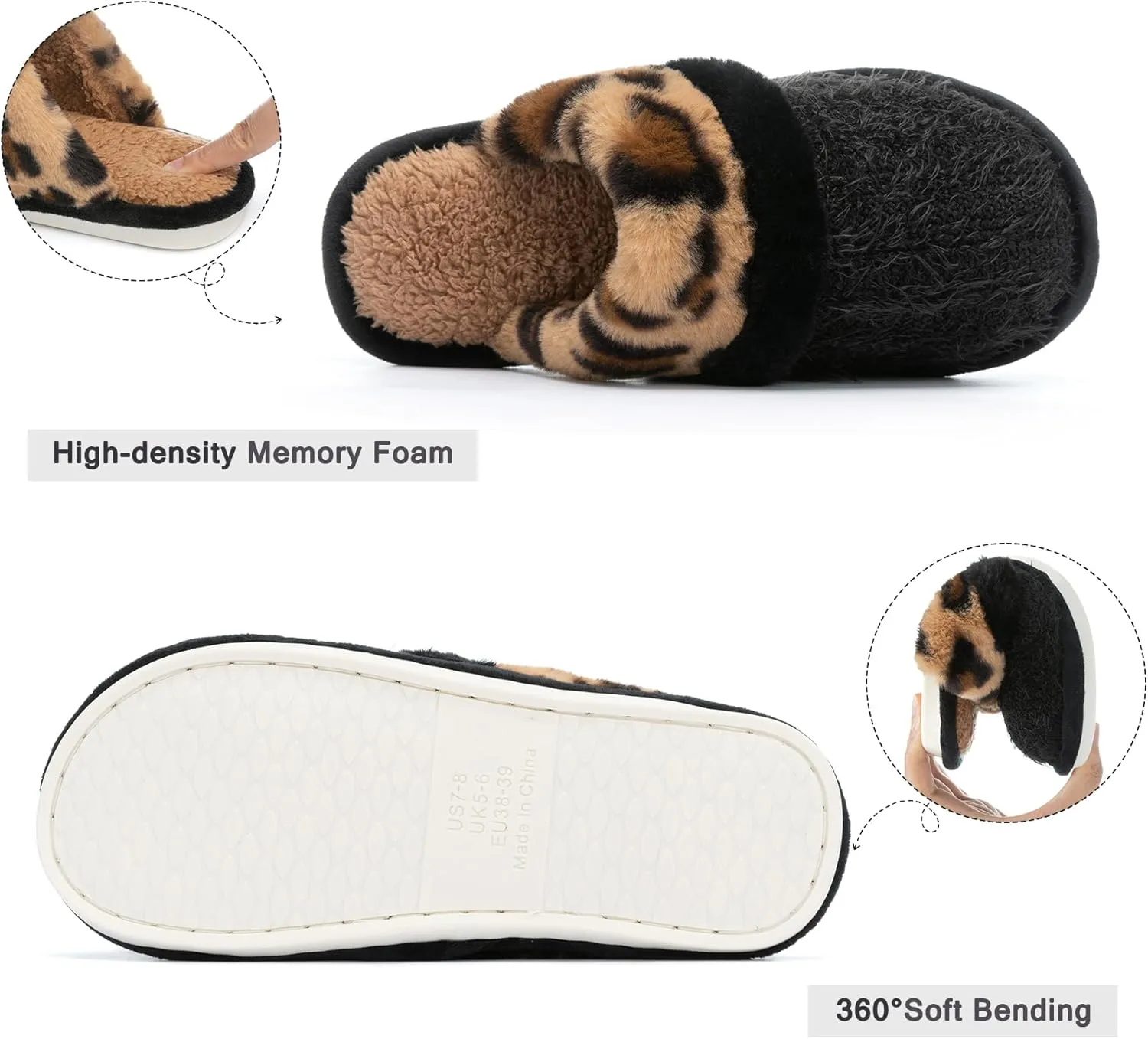 Cozy Slippers for Women Indoor and Outdoor Fuzzy House Shoes with Memory Foam Anti-Skid Sole Gifts for Women Mom Ladies