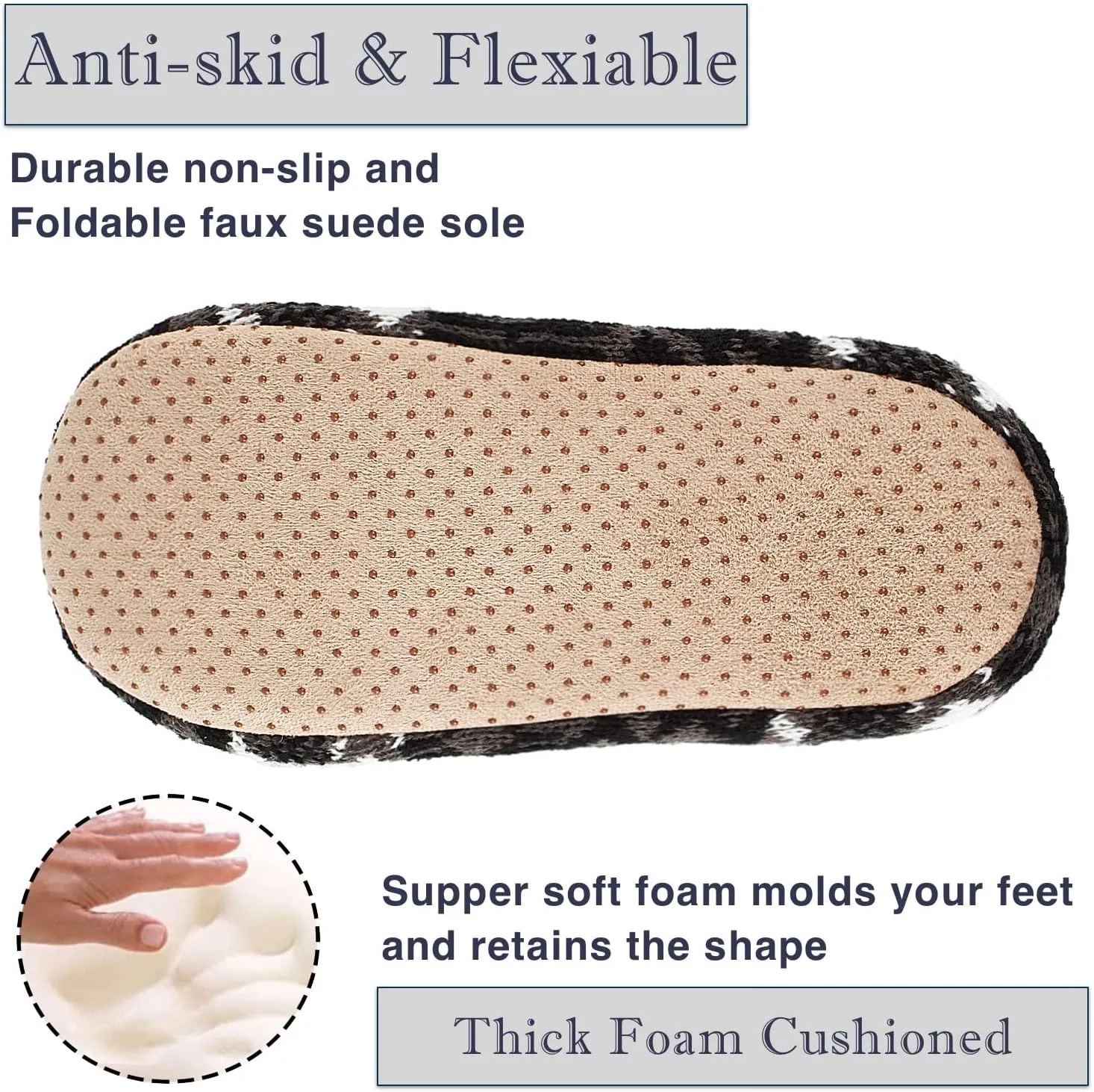 Cozylook 2-Pack Men's Soft Sole Slippers, Cozy Fuzzy Sock Shoes with Non-Slip Grippers, Unique Gifts