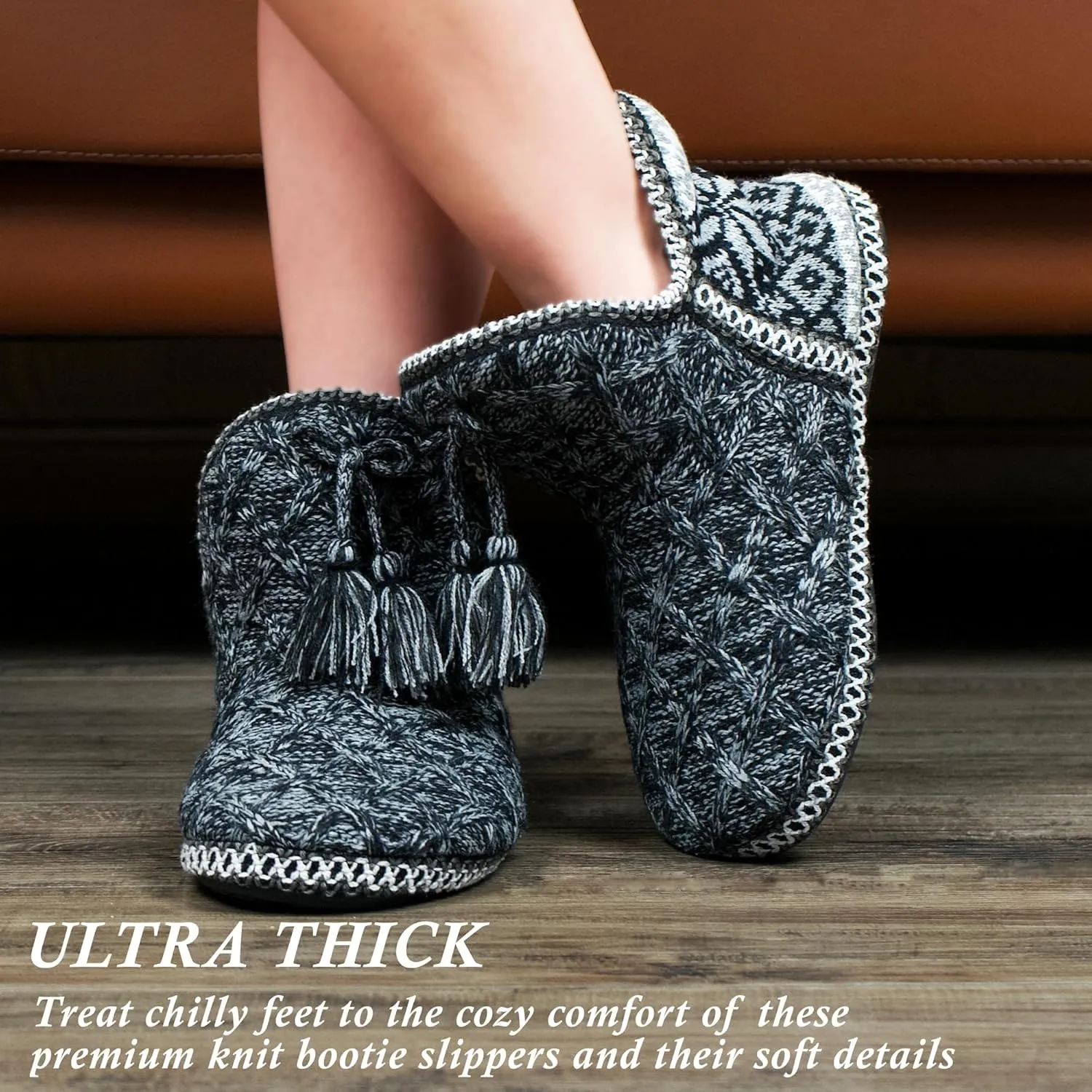 Cozylook Women's Bootie Slippers, Cozy House Shoes with Memory Foam, Plush Fleece Lining, Indoor/Outdoor Anti-Slip Sole