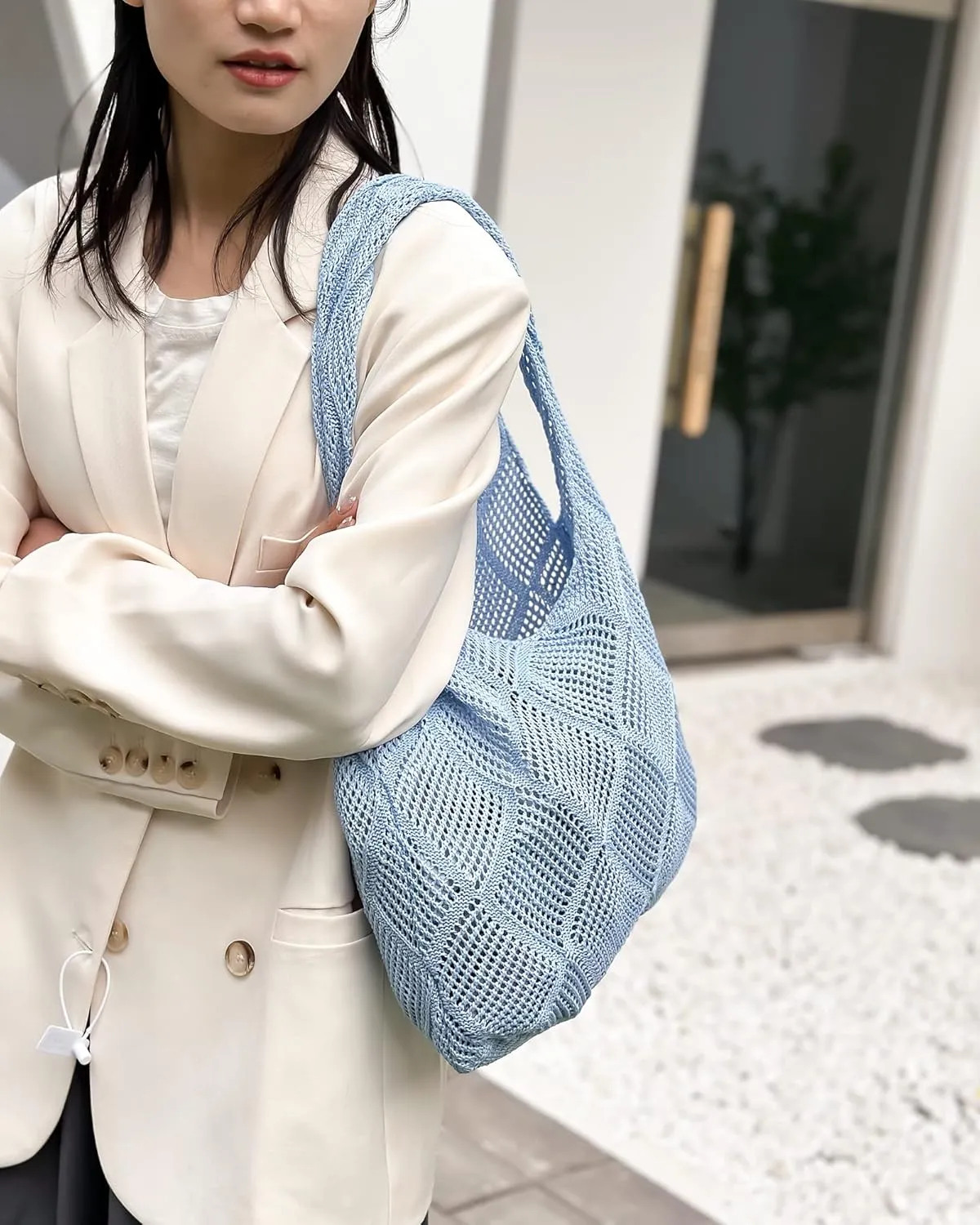 Crochet Mesh Beach Tote Shoulder Handbags Hobo Summer Aesthetic Women's Bag