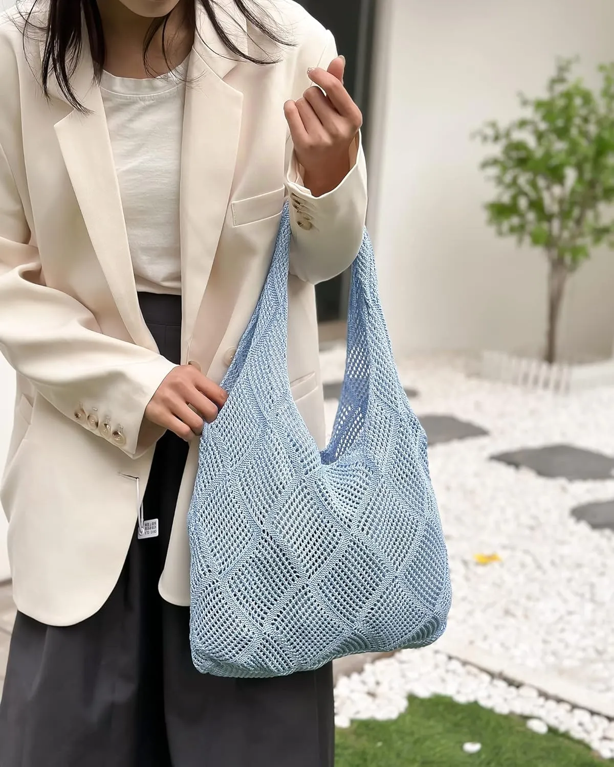 Crochet Mesh Beach Tote Shoulder Handbags Hobo Summer Aesthetic Women's Bag