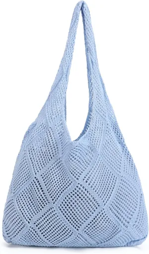 Crochet Mesh Beach Tote Shoulder Handbags Hobo Summer Aesthetic Women's Bag