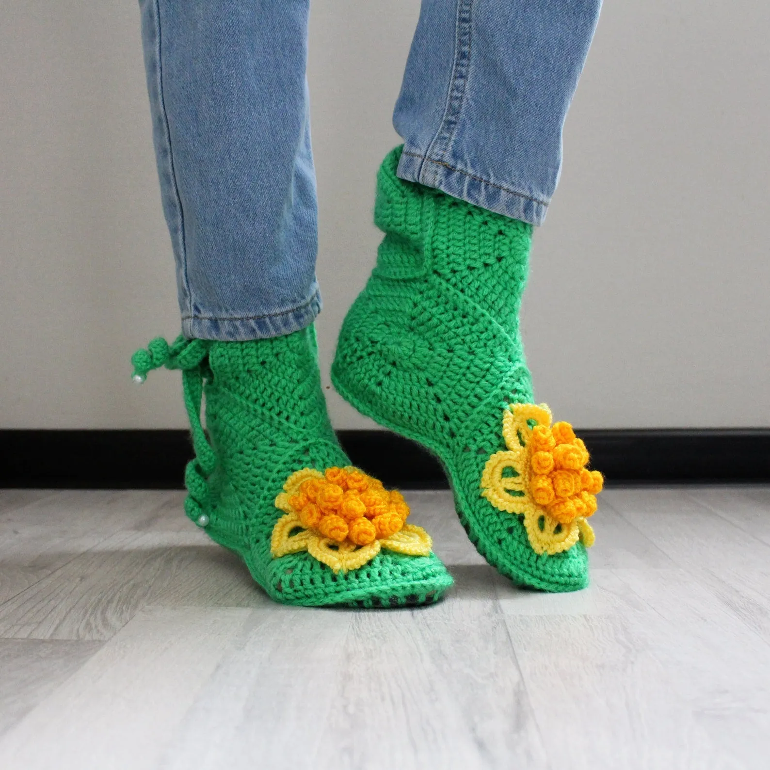 Crochet slipper boots with soles, Soft girl aesthetic home shoes