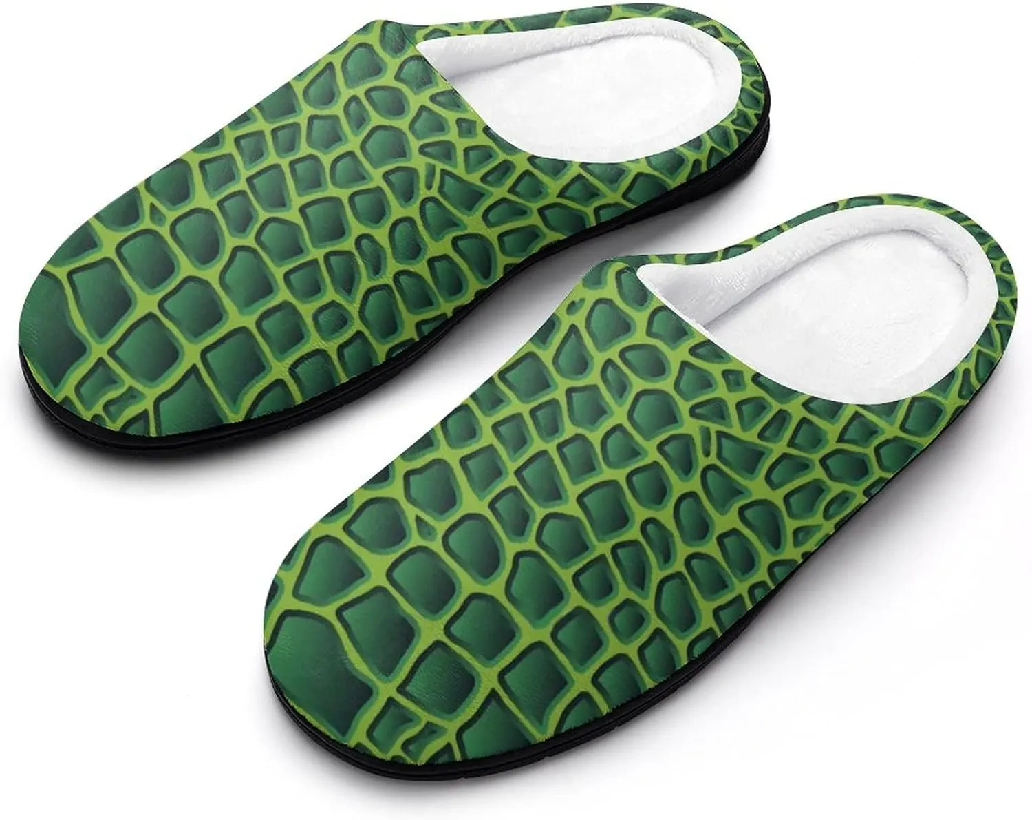 Crocodile Alligator Print Cotton Slippers Memory Foam House Slippers Closed Toe Winter Warm Shoes