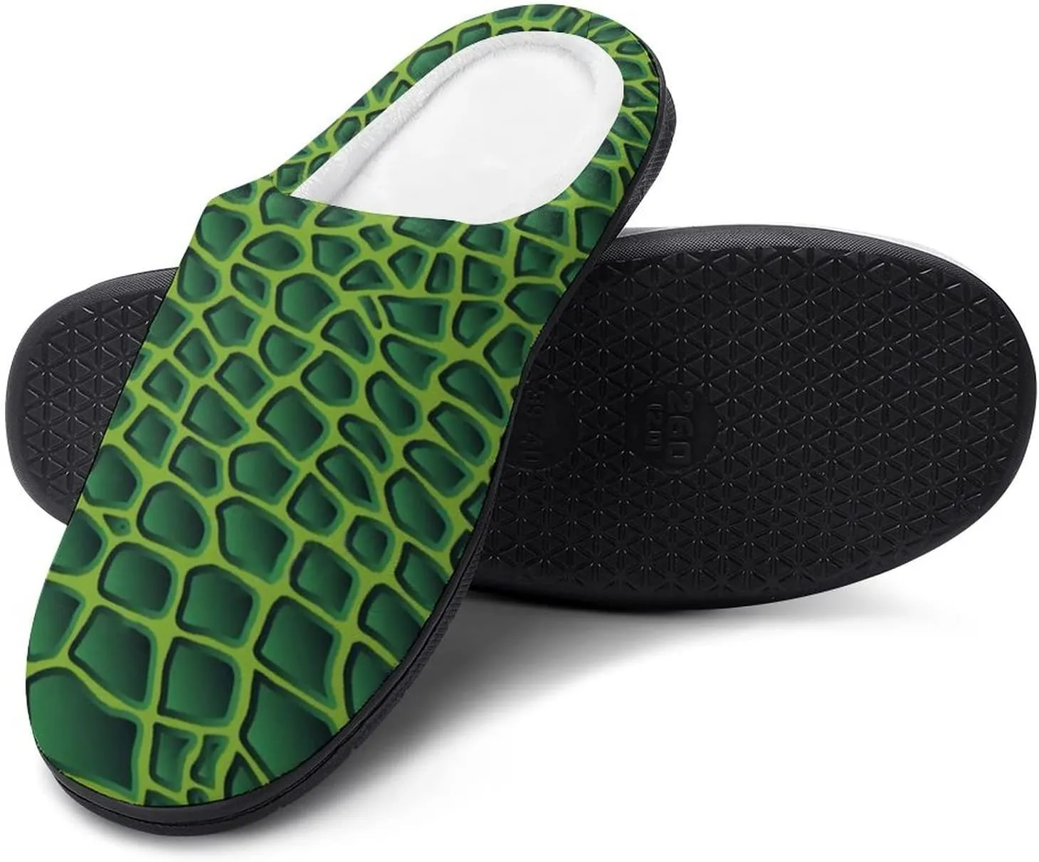 Crocodile Alligator Print Cotton Slippers Memory Foam House Slippers Closed Toe Winter Warm Shoes