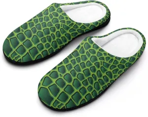 Crocodile Alligator Print Cotton Slippers Memory Foam House Slippers Closed Toe Winter Warm Shoes