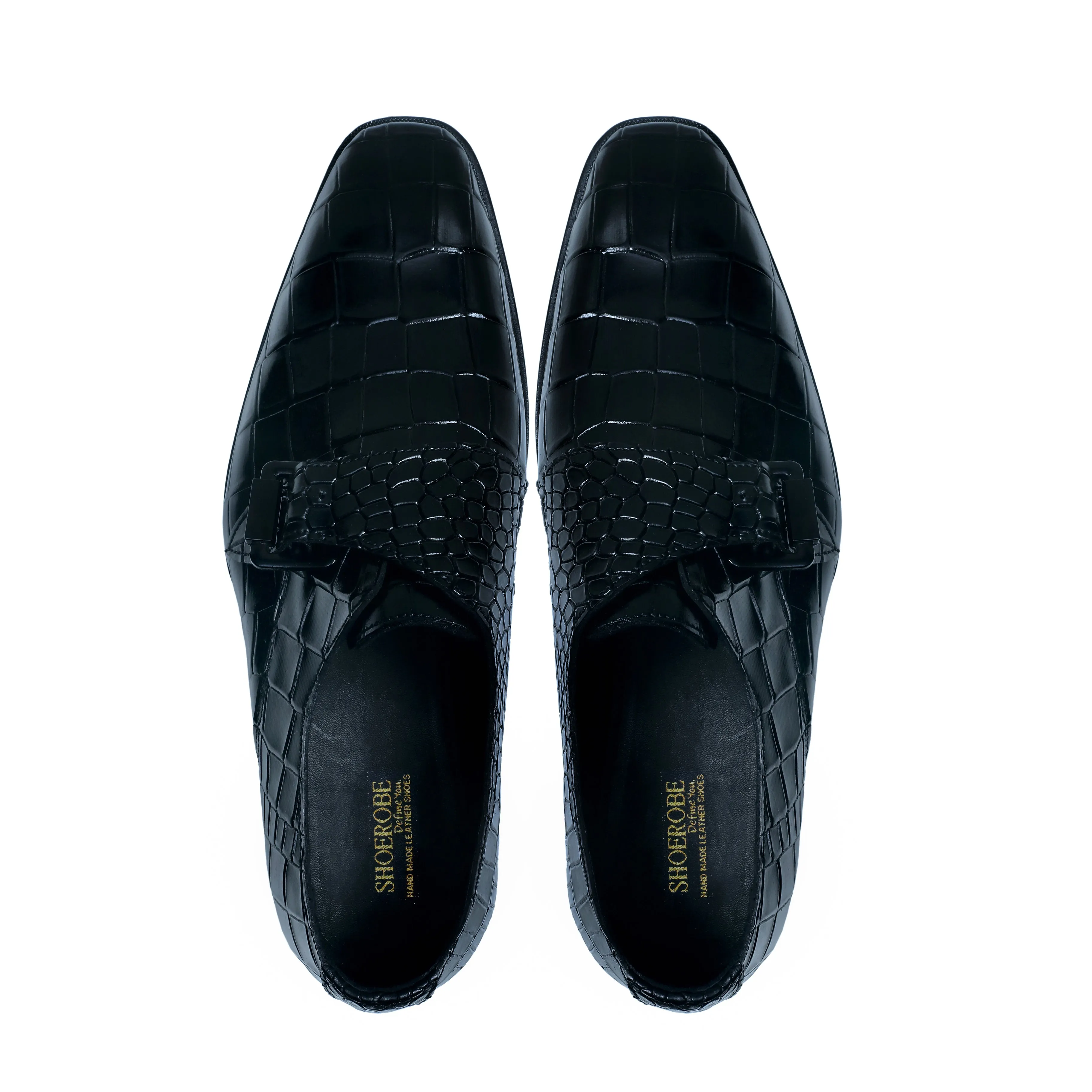 Crocodile Pattern Monk Strap Shoes for Men