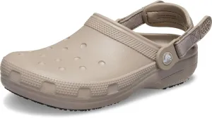 Crocs Unisex-Adult Classic Work Clogs, Slip Resistant Shoes, Taupe, 12 Women/10 Men