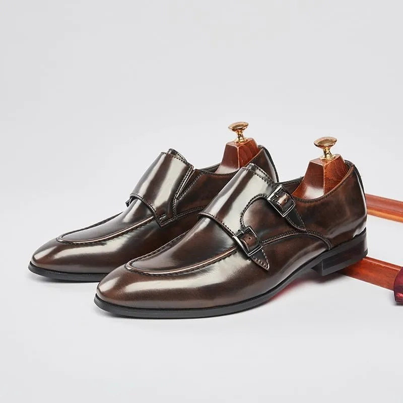 CSCDD British Button Shoes Men's Business Formal Leather Shoes Low-top Composite Sole Suitable for Wedding Office Parties