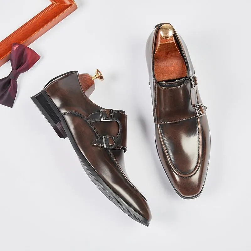 CSCDD British Button Shoes Men's Business Formal Leather Shoes Low-top Composite Sole Suitable for Wedding Office Parties