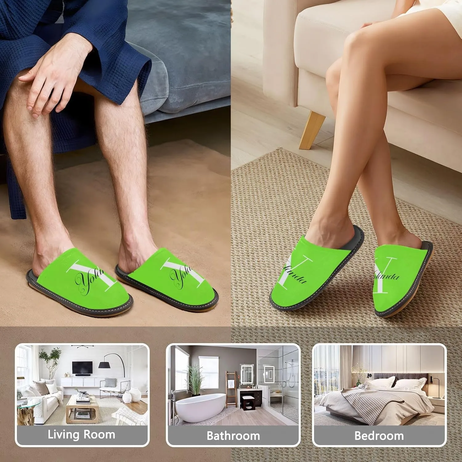 Custom House Slippers for Women Men Non-Slip Personalized Guest Slippers Spa Slippers