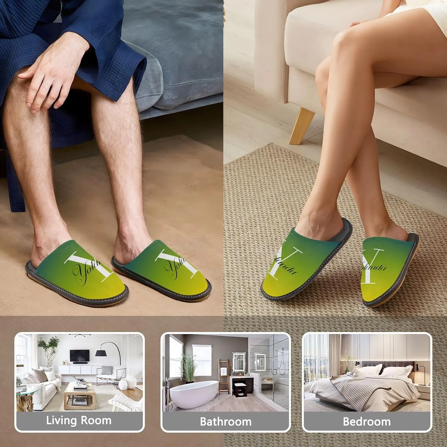Custom House Slippers for Women Men Non-Slip Personalized Guest Slippers Spa Slippers