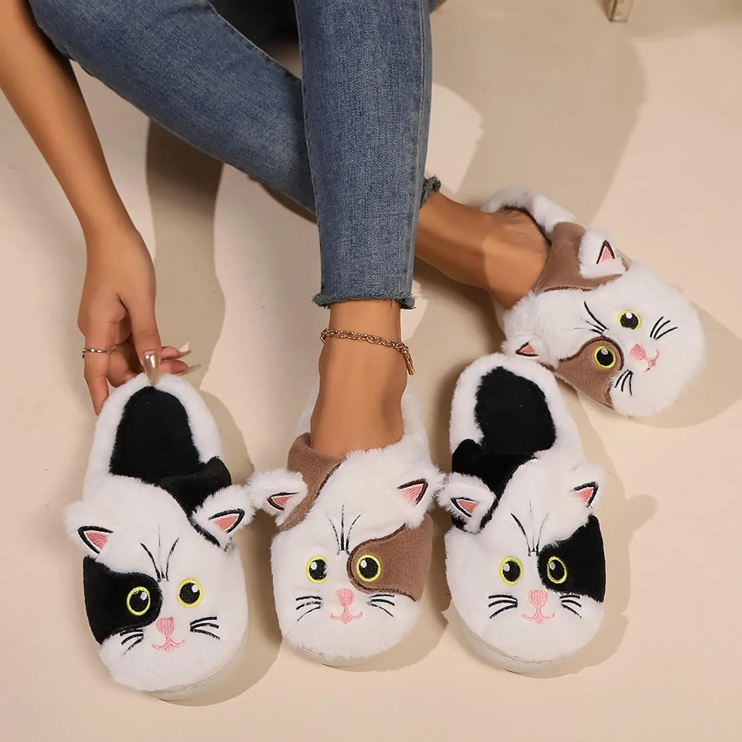 Cute Animal Slippers For Womens Mens Indoor Soft Cozy Cotton Warm Winter Home Slippers Funny Preppy Bedroom Shoe For Women Men