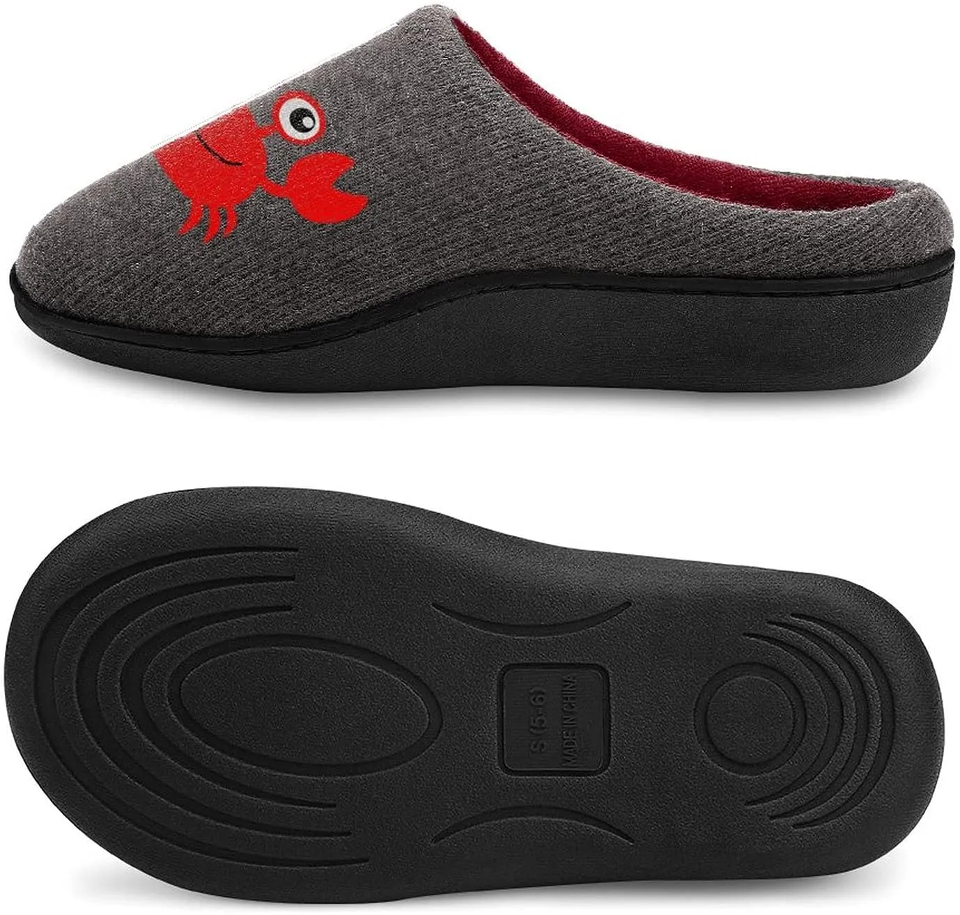 Cute Crab Women's Knitted Cotton Slippers Soft Comfort Warm House Casual Shoes