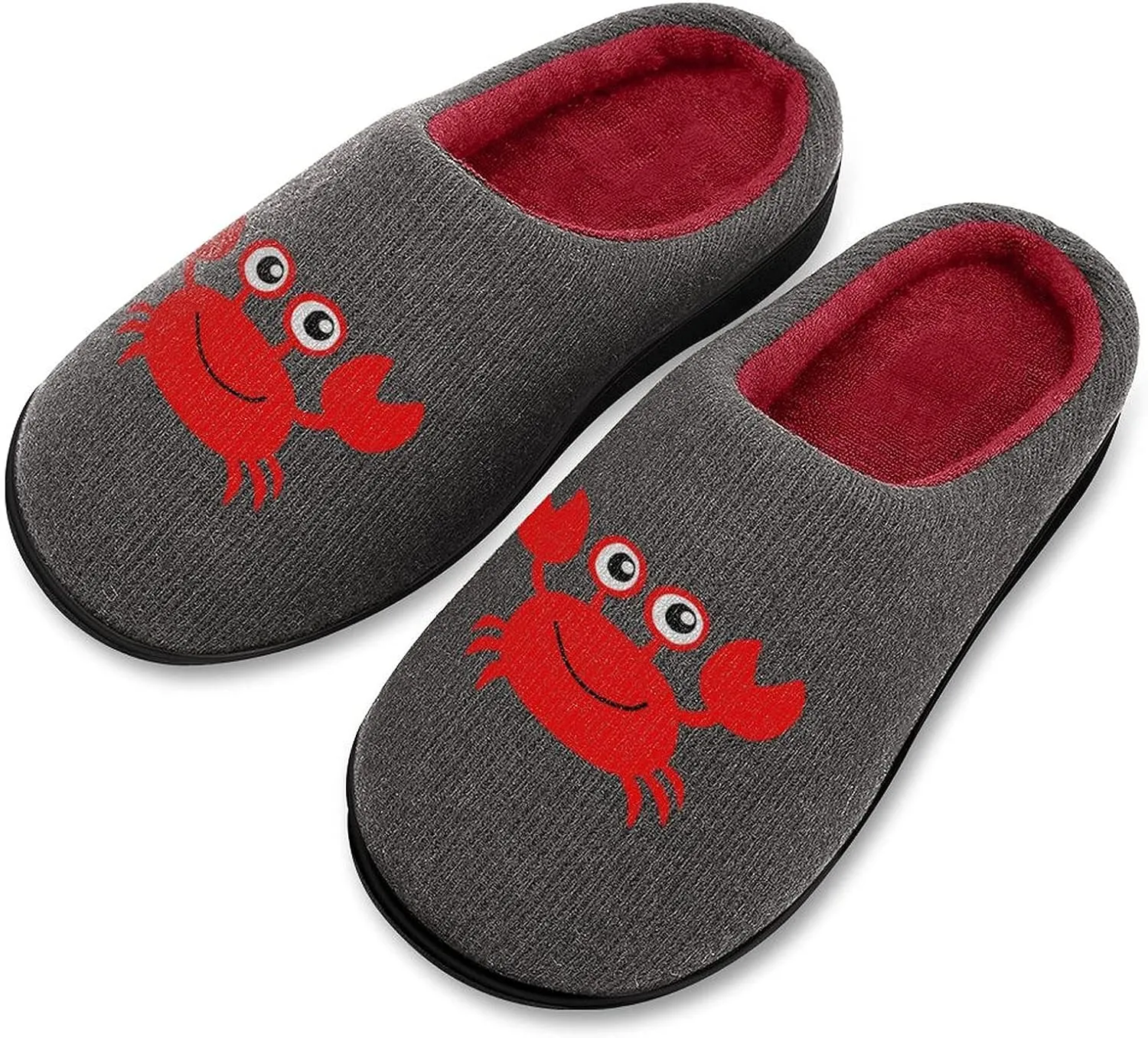 Cute Crab Women's Knitted Cotton Slippers Soft Comfort Warm House Casual Shoes