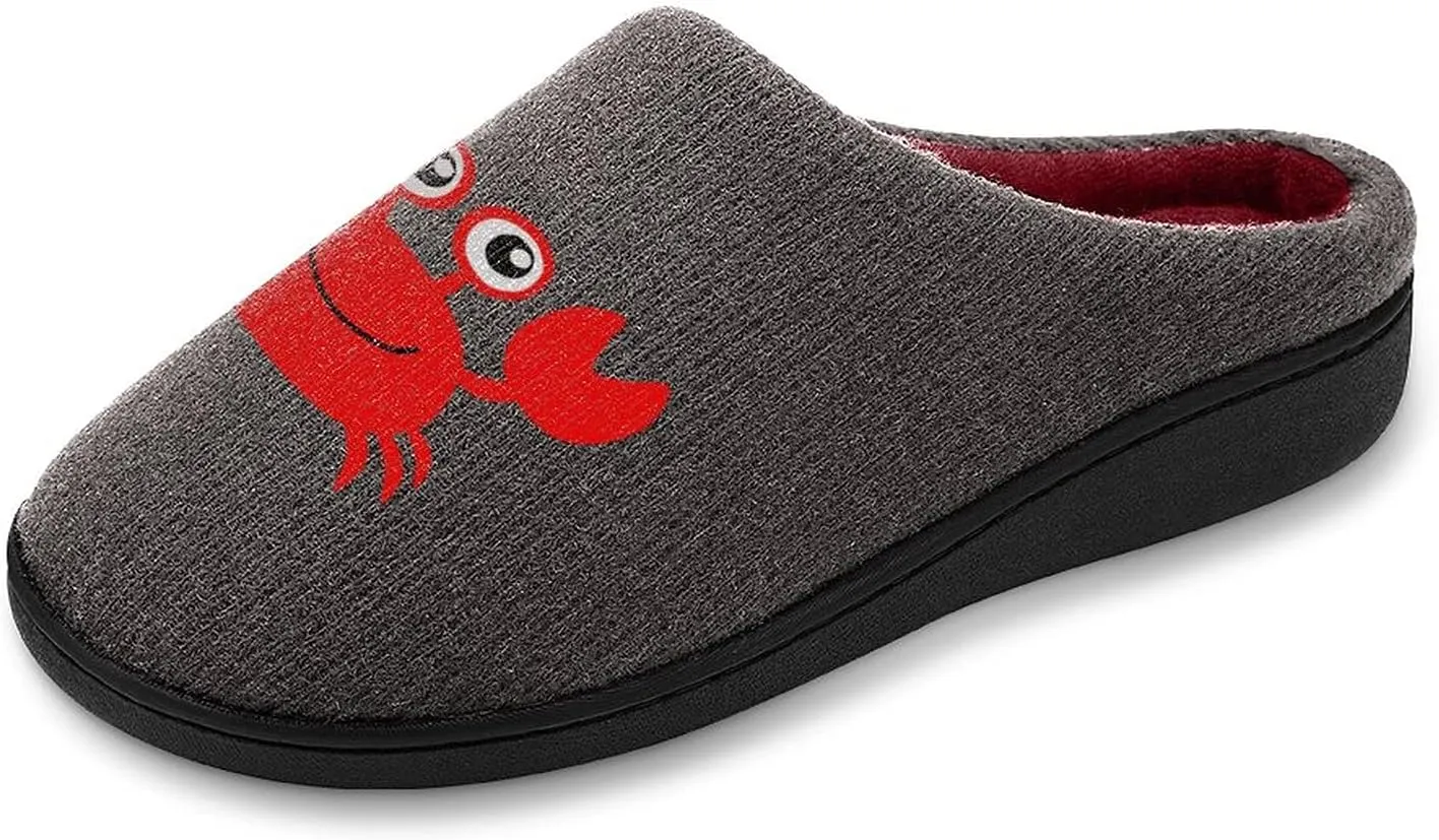 Cute Crab Women's Knitted Cotton Slippers Soft Comfort Warm House Casual Shoes