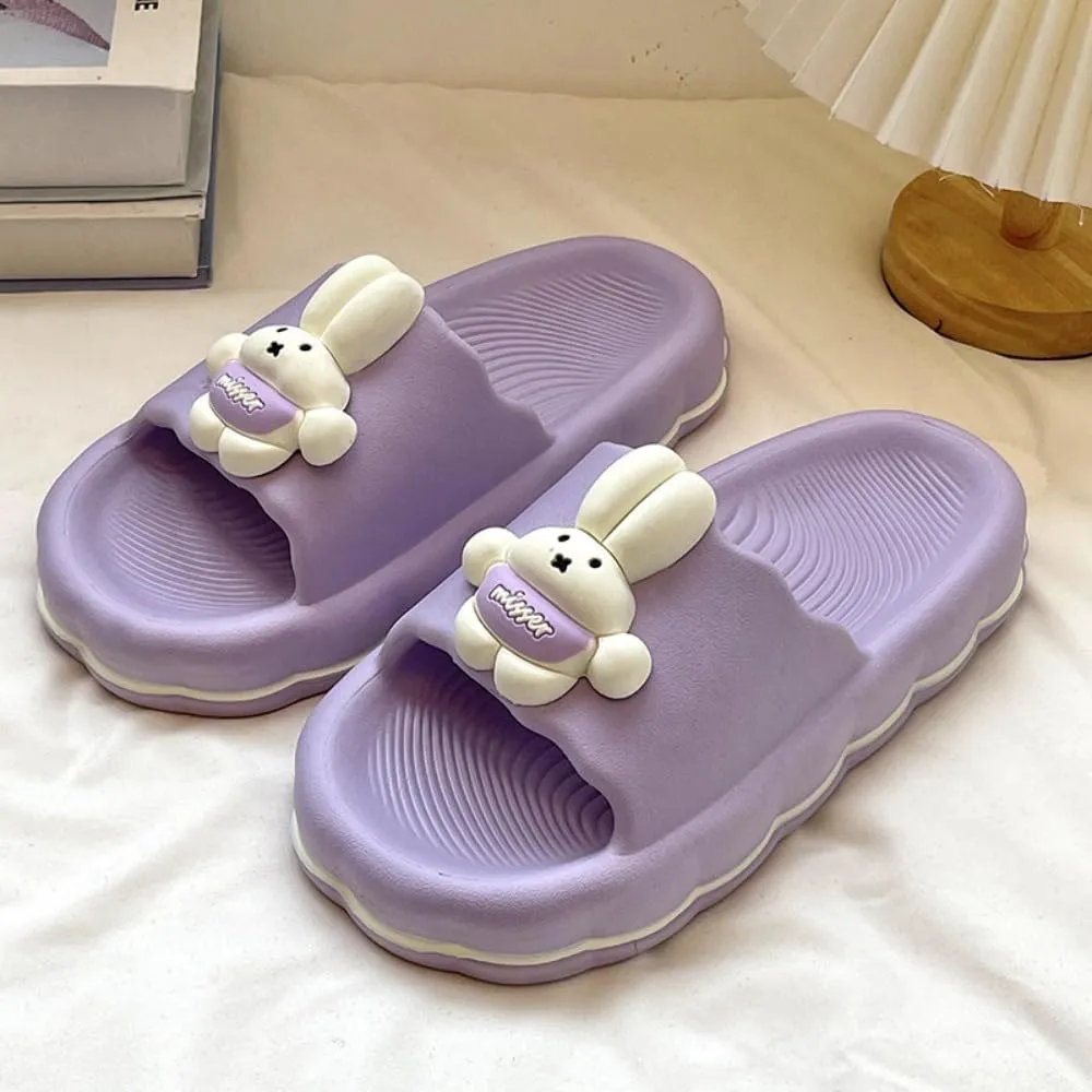 Cute Rabbit Slippers for Women Summer Feeling Soft Platform Non-Slip Sandals Antislip Indoor Outdoor Slippers kawaii Gifts for Women
