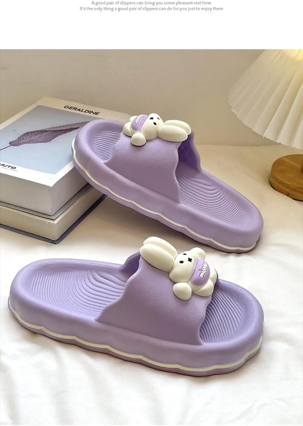 Cute Rabbit Slippers for Women Summer Feeling Soft Platform Non-Slip Sandals Antislip Indoor Outdoor Slippers kawaii Gifts for Women