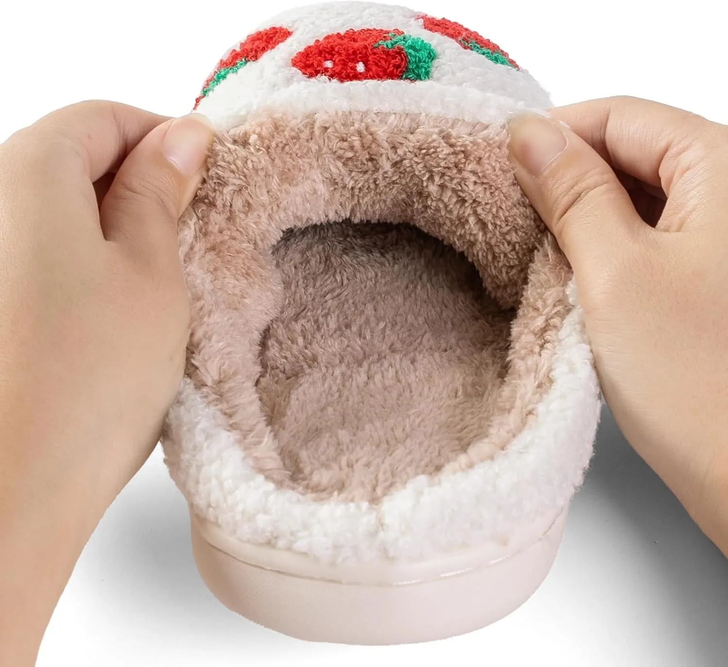 Cute Strawberry Pattern Women's Bedroom Slippers - Warm, Soft, Fuzzy, Non-Slip