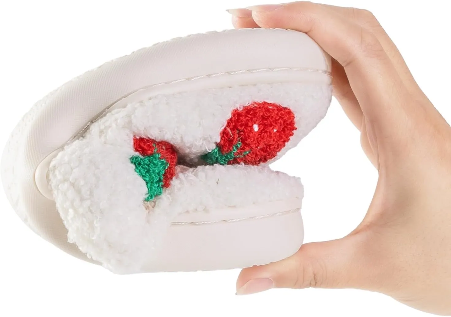 Cute Strawberry Pattern Women's Bedroom Slippers - Warm, Soft, Fuzzy, Non-Slip
