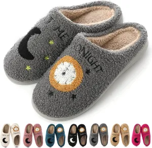 Cysincos House Slippers for Women and Men Unisex Cozy Warm Winter Plush Slides Slip-on Fuzzy Slippers Size 5.5-12.5