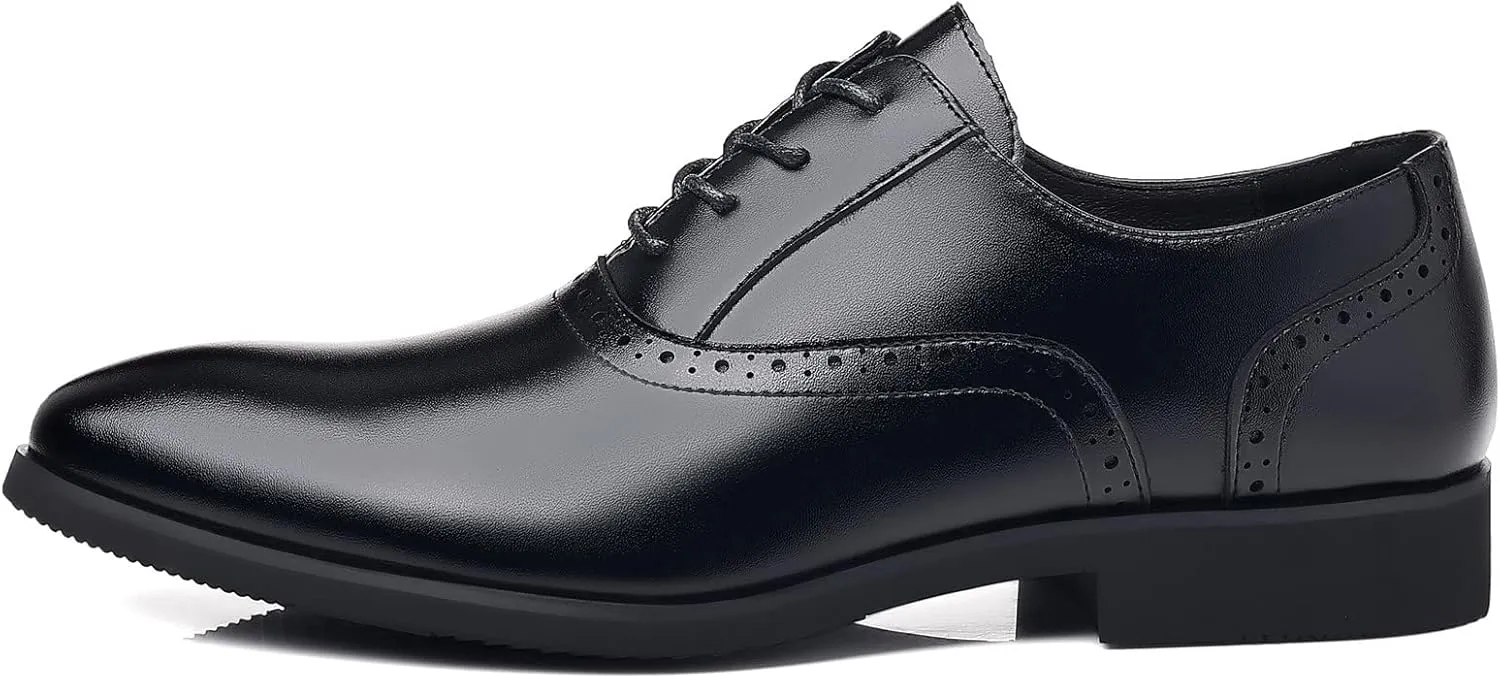 DADAWEN Men's Leather Lined Dress Shoes Formal Business Shoes Classic Lace-up Oxfords