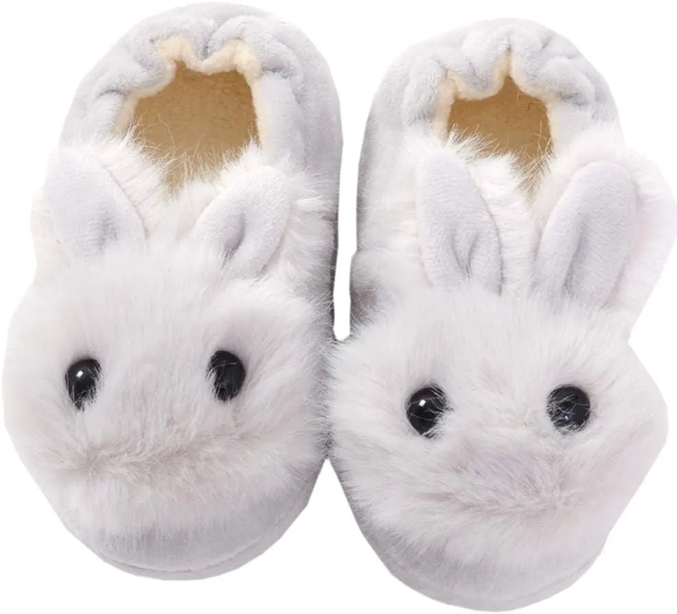 DADAWEN Toddler Boys Girls Soft Plush Slippers Cartoon Cute Animal Warm House Shoes