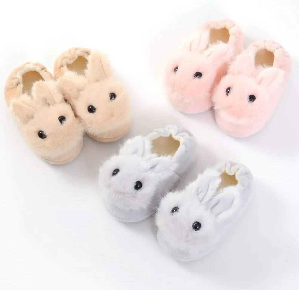DADAWEN Toddler Boys Girls Soft Plush Slippers Cartoon Cute Animal Warm House Shoes