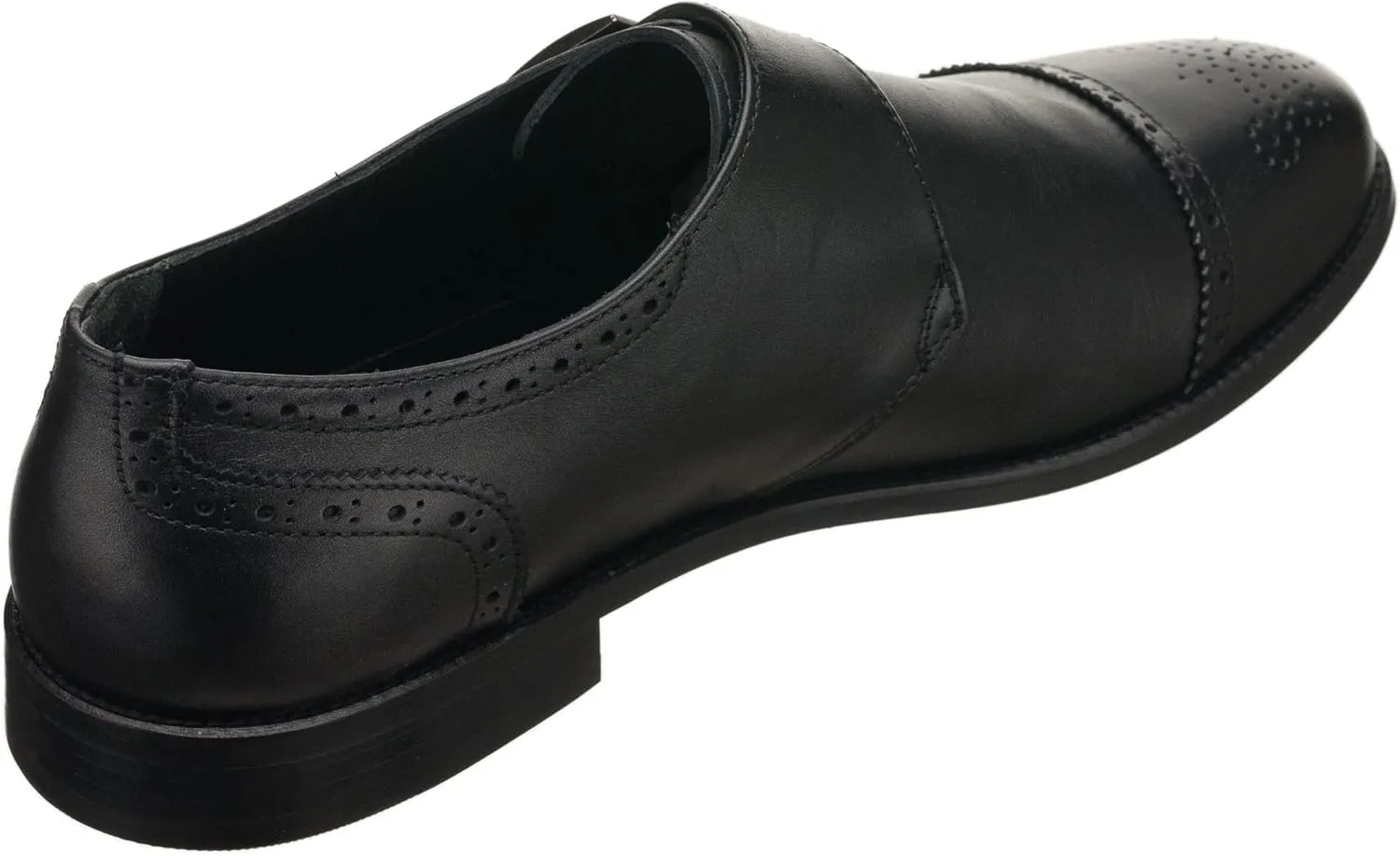 DALGALA Men's Black Leather Handmade Monk Strap Lightweight Brogue Dress Shoes