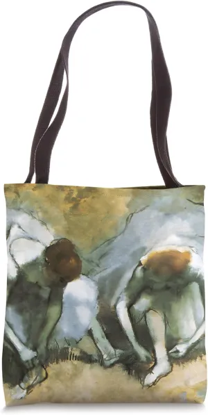Dancers tying shoes by Edgar Degas Tote Bag