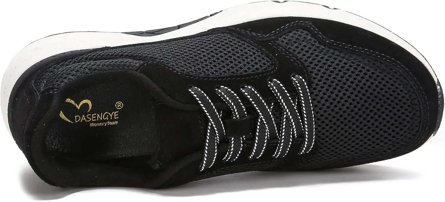 DASENGYE Non Slip Womens Fashion Sneakers Comfortable Lace Up & Mesh Walking Shoes Women