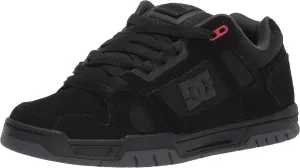 DC Men's Stag Low Top Skate Shoe, Black/Grey/RED, 7.5