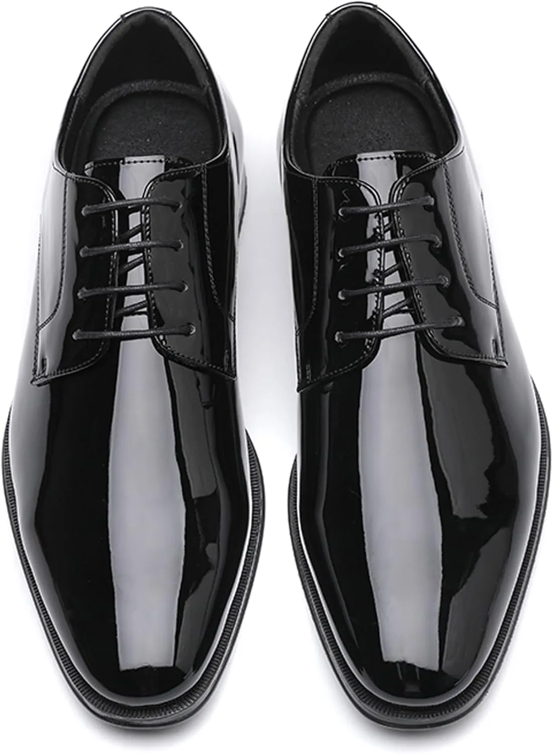 DECARSDZ Mens Classic Formal Oxford Lace-up Faux Patent Leather Shoe for Men Business Wedding Suit Tuxedo Dress Shoes