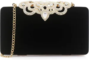 Dexmay Rhinestone Clutch Bag with Crystal Crown Clasp Women Evening Handbag Formal Party Purse