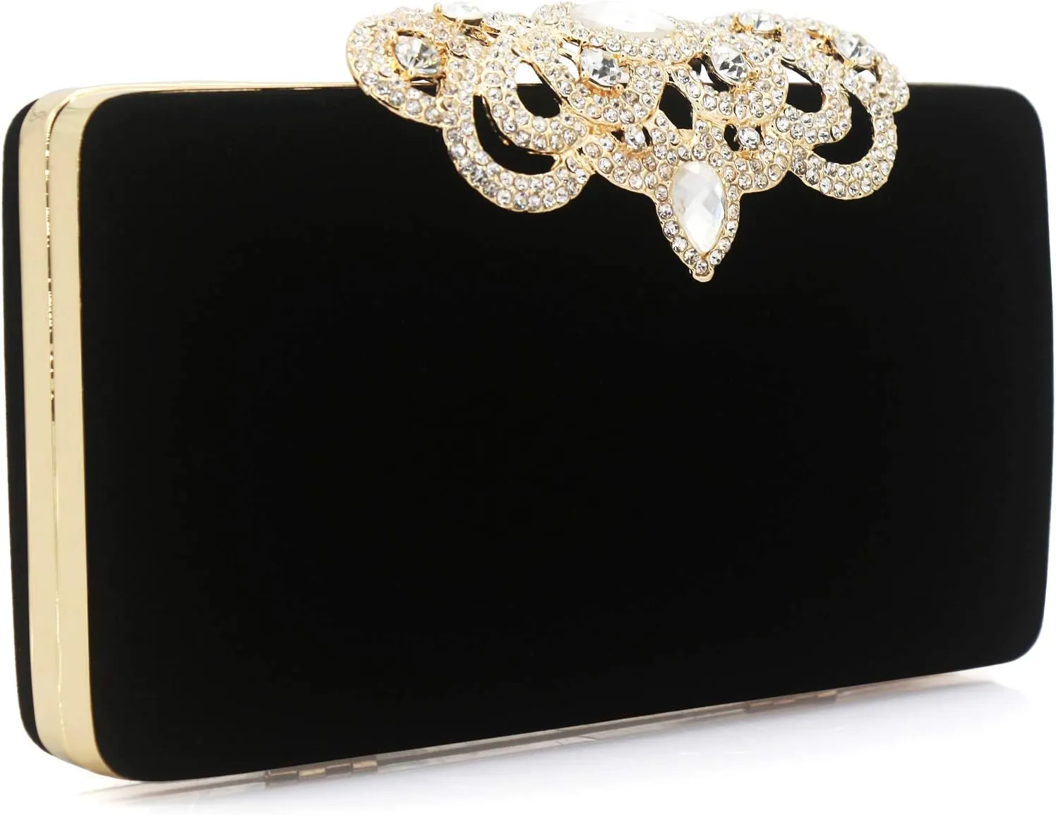Dexmay Rhinestone Clutch Bag with Crystal Crown Clasp Women Evening Handbag Formal Party Purse