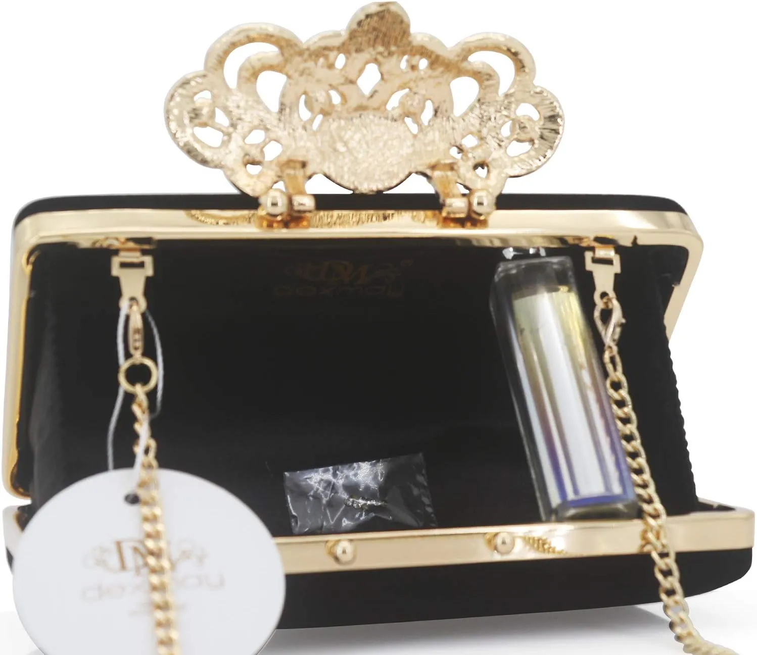 Dexmay Rhinestone Clutch Bag with Crystal Crown Clasp Women Evening Handbag Formal Party Purse
