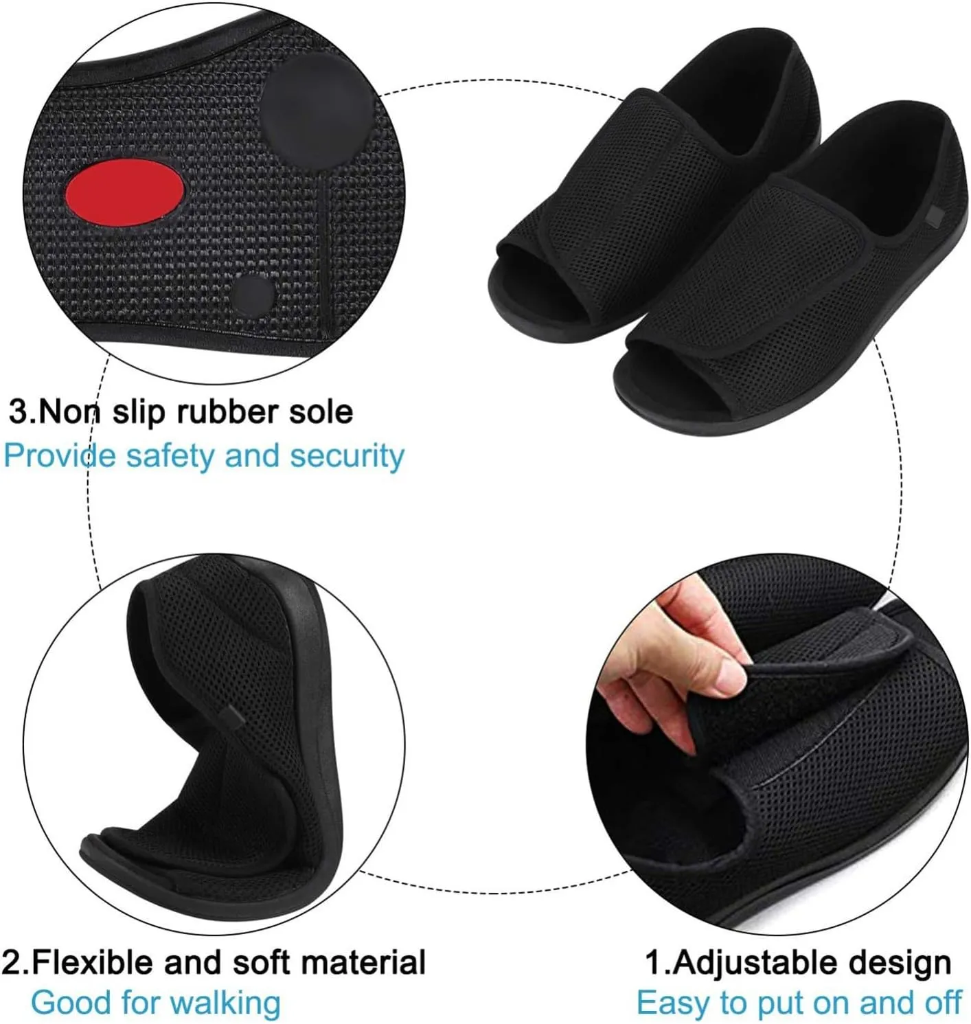Diabetic Shoes for Women/Men Wide Width, Elderly Open Toe Adjustable Orthopedic Walking Shoe for Arthritis, Swollen, Fat or Wide Feet and Foot Diseases Coffee,13
