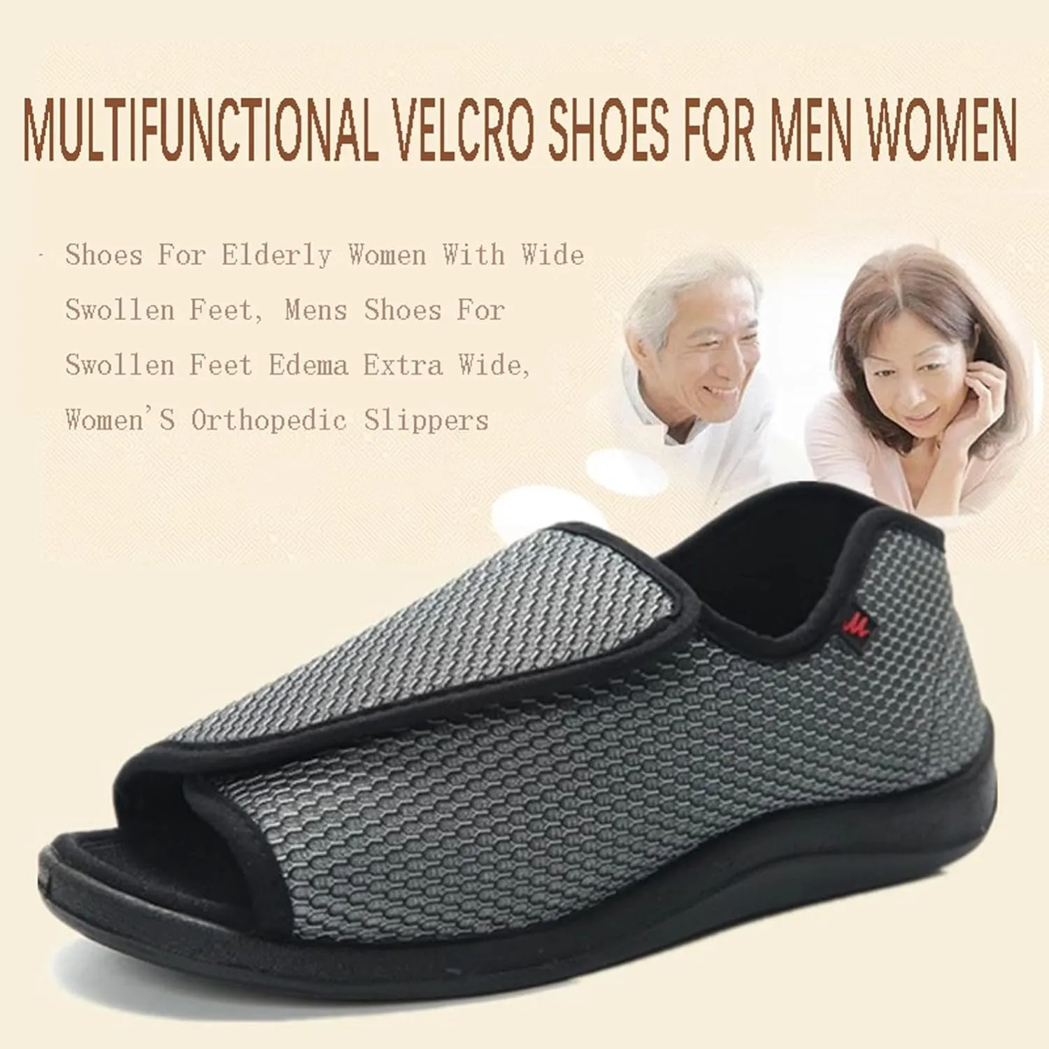 Diabetic Shoes for Women/Men Wide Width, Elderly Open Toe Adjustable Orthopedic Walking Shoe for Arthritis, Swollen, Fat or Wide Feet and Foot Diseases Coffee,13