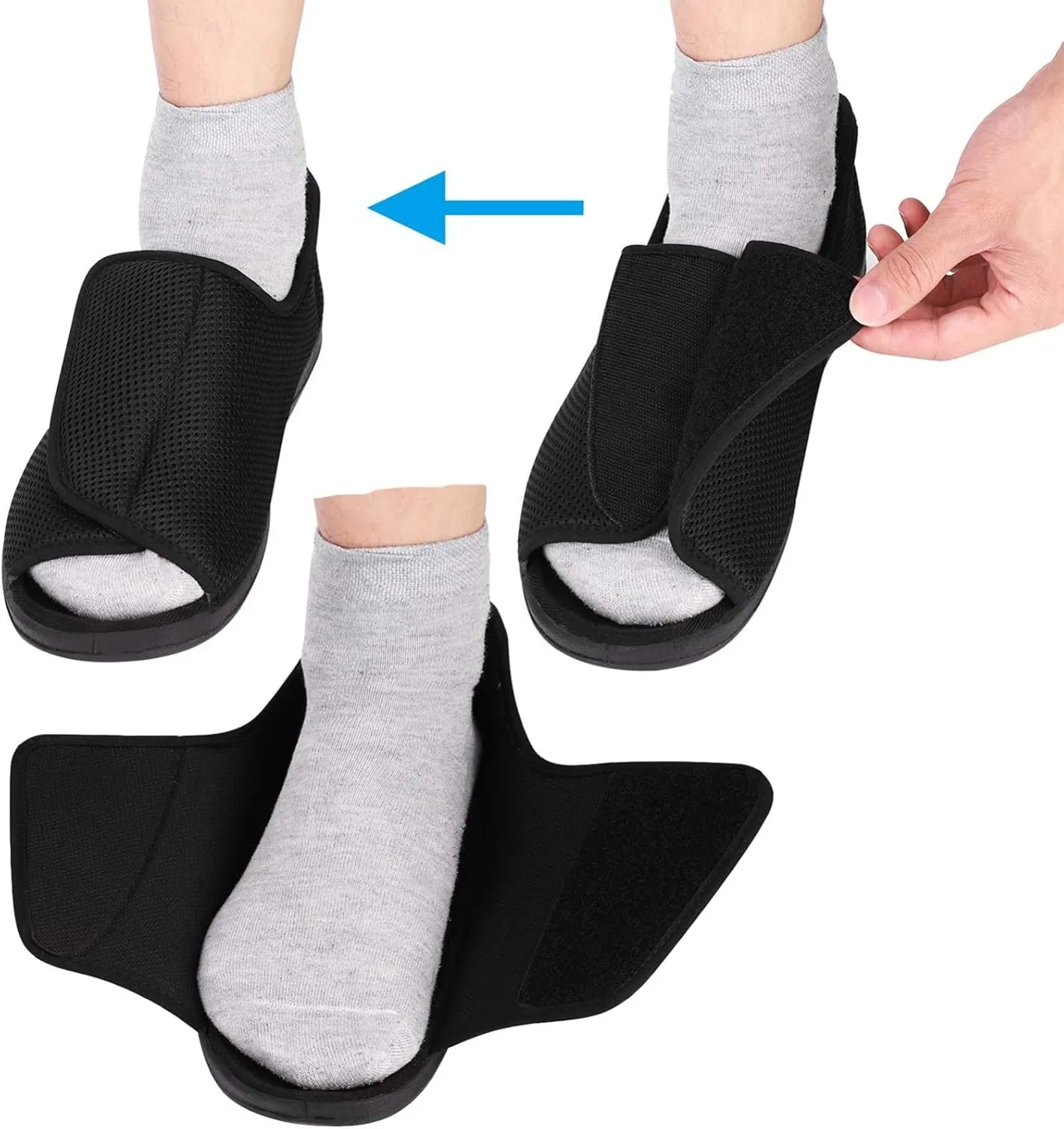 Diabetic Shoes for Women/Men Wide Width, Elderly Open Toe Adjustable Orthopedic Walking Shoe for Arthritis, Swollen, Fat or Wide Feet and Foot Diseases Coffee,13